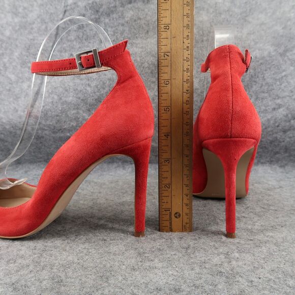 Charles David Shoes Womens 9 Pumps Ankle Strap Suede Red Pointed Toe Formal Sexy - Picture 8 of 16